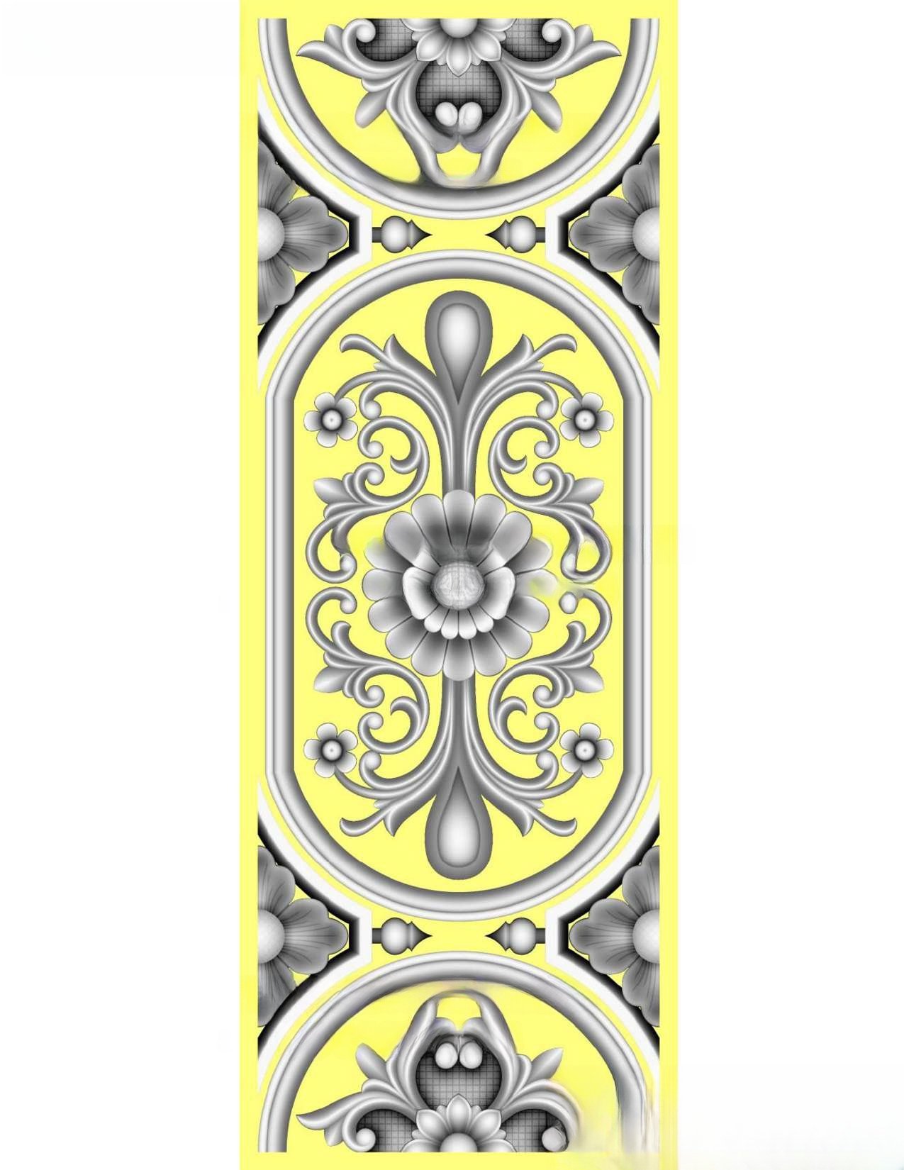 MD - MIX-159 Elegant Floral Ornament Panel 3D Relief Design
